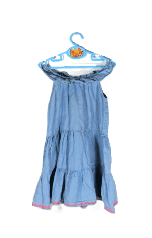 Poco Piano denim halterjurkje met ruches maat 104