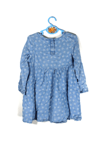 PocoPiano denim jurkje met all over bijenpatroon maatje 116 - Afbeelding 2