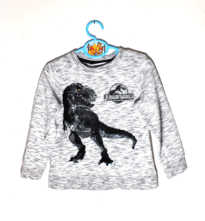 H&M sweater grijs Jurassic World met omkeerbare pailletten dino maat 104