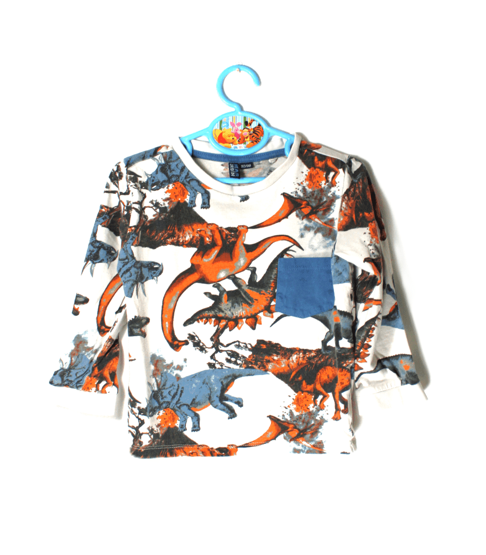 Wibra pyjama wit en blauw met all over dino´s patroon maatje 92/98 - Afbeelding 2