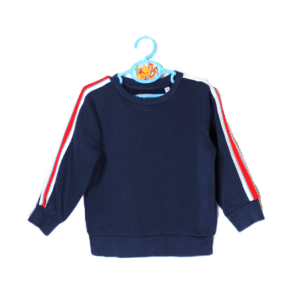 C&A Tough Team sweater uni donkerblauw met sportieve streep op de mouwen maatje 98