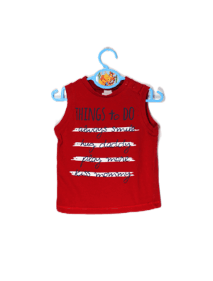 Baby Club van C&A boys haltertop rood met tekst: Things to do: ... maatje 86