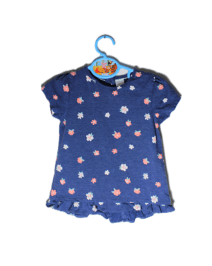 Baby club shirtje blauw met bloemetjes patroon maatje 92