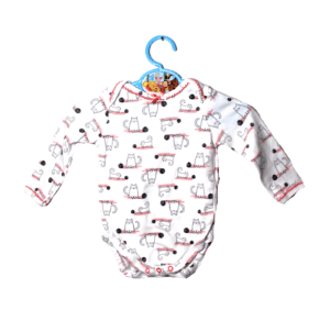 Hema rompertje wit met all over katten patroon maatje 62/68