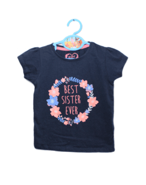 Primark shirtje donkerblauw girls met tekst: Best sister ever maatje 92