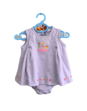 Carter´s just one year rompertje met jurkje lila en witte blokjes maatje 68