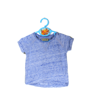 Next girls shirtje blauw gemeleerd met raglan mouwtjes maatje 62/68