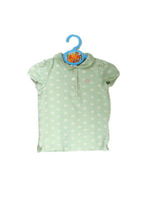 H&M poloshirtje mintgroen met witte bloemetjes maatje 68