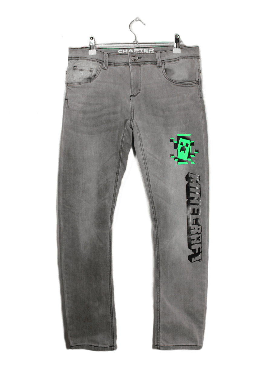 Chapter Young jeans grijs boys met Minecraft Creeper maat 170