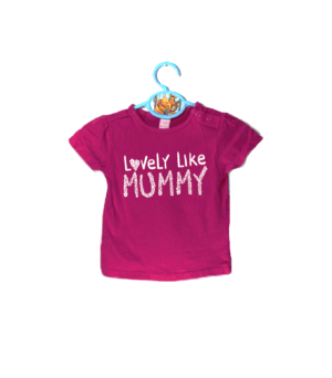 Dopodopo shirtje girls donkerroze met leuke tekst: Lovely like mummy maatje 74