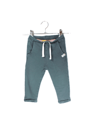 Tumble ´n Dry girls blauwgrijs joggingbroekje met wit glitterkoord maatje 80