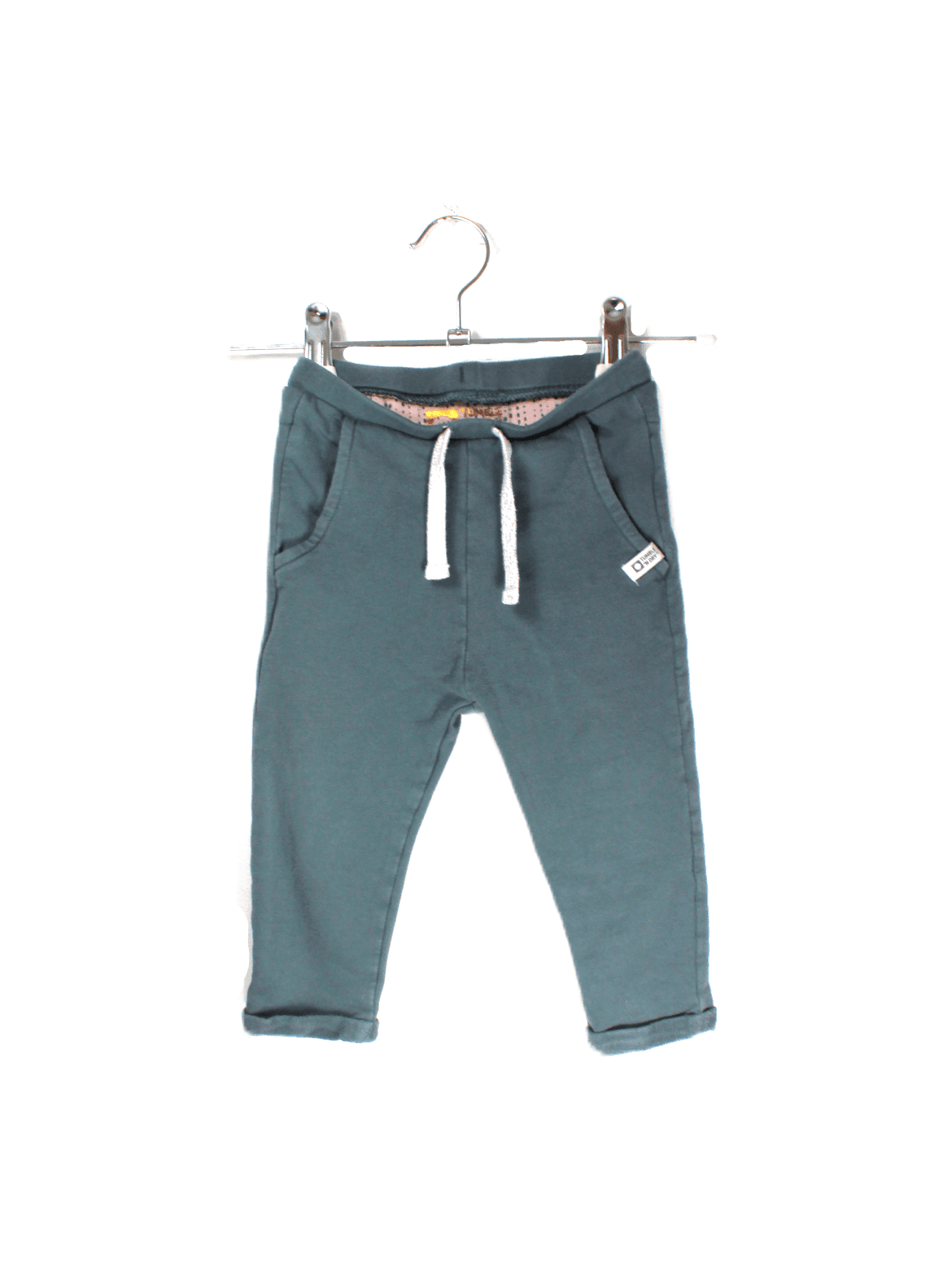 Tumble ´n Dry girls blauwgrijs joggingbroekje met wit glitterkoord maatje 80