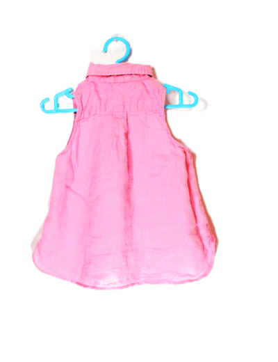 Polo Ralph Lauren linnen mouwloos Oxford shirtje roze maatje 98 - Afbeelding 2