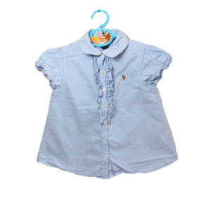 Mooie Ralph Lauren blouse lichtblauw voor meisjes maatje 98