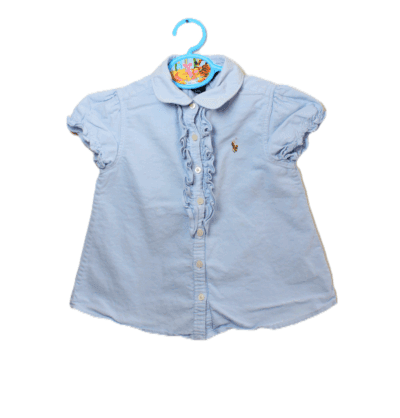 Mooie Ralph Lauren blouse lichtblauw voor meisjes maatje 98