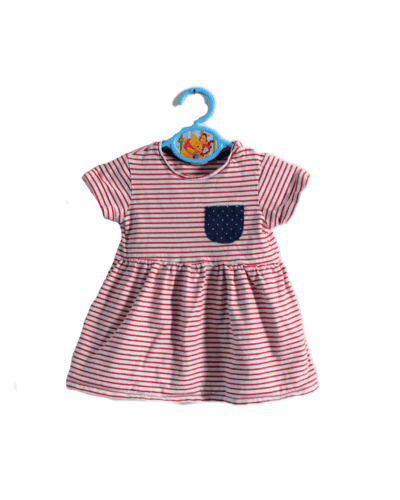 Wit en rood gestreept babyjurkje van H&M maatje 68