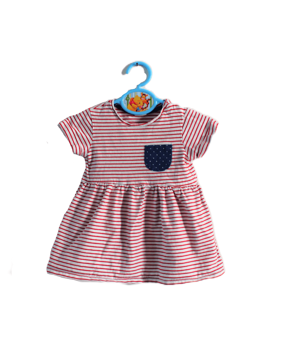 Wit en rood gestreept babyjurkje van H&M maatje 68