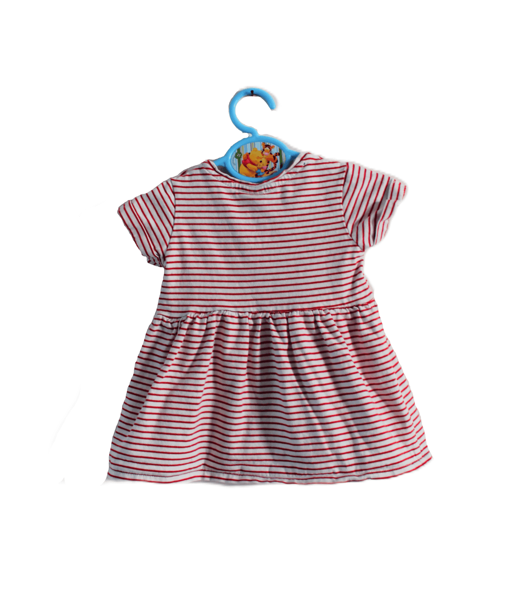 Wit en rood gestreept babyjurkje van H&M maatje 68 - Afbeelding 2