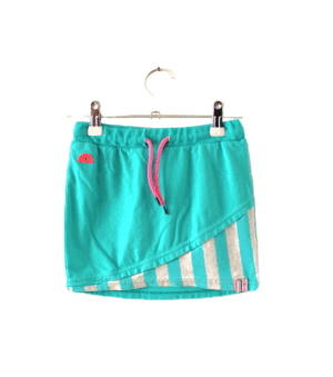 Turquoise rokje met vaste overslag van B.Nosy maat 122/128